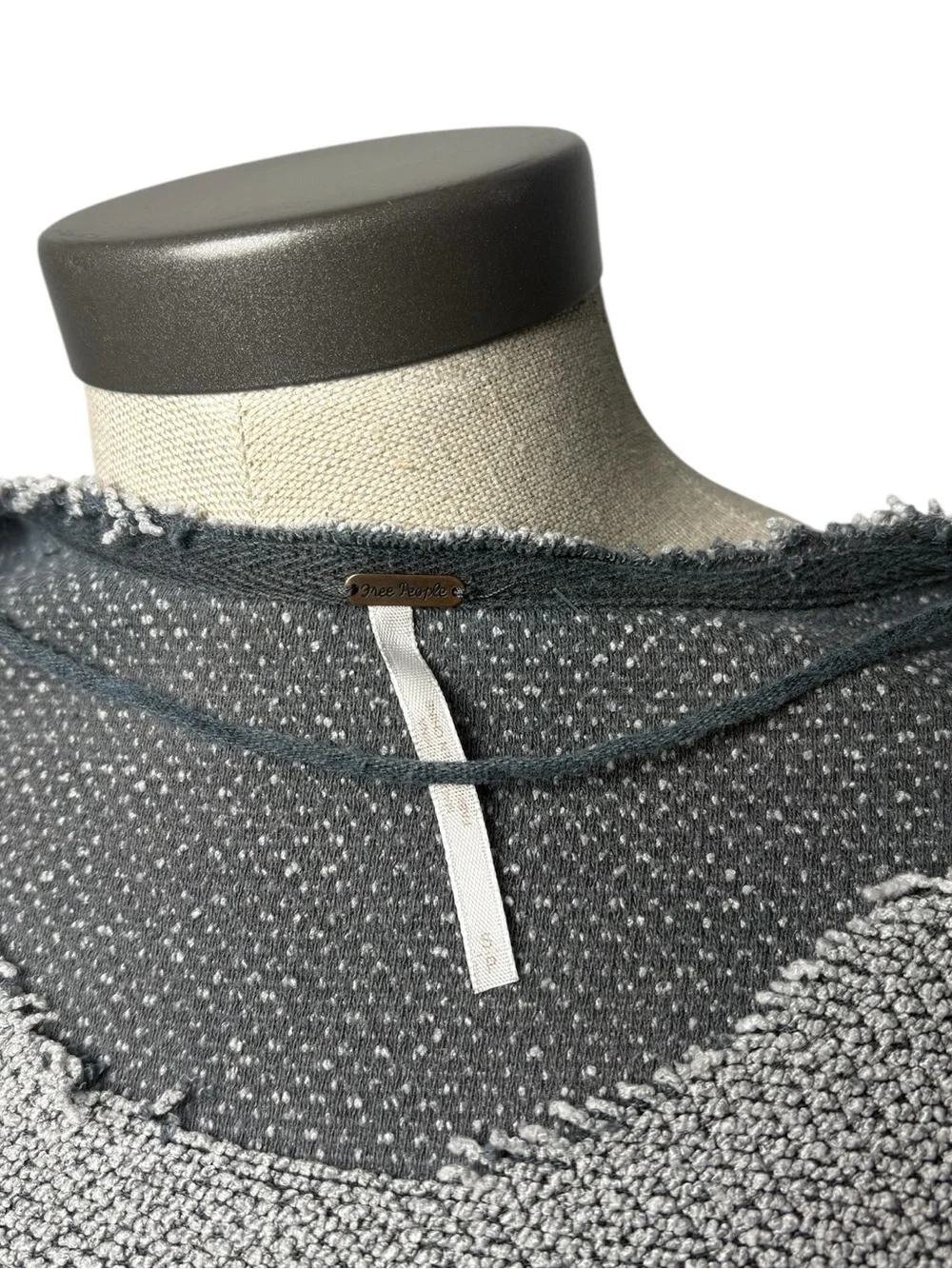 Free People Oversized Textured Dolman Top Small Gray Raw Edge Boho